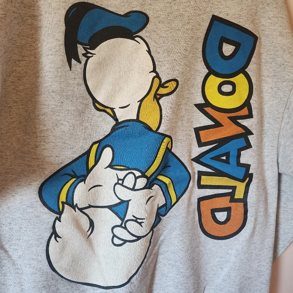 Rare Vintage 1980s Donald Duck Crewneck Sweatshirt Gray Size L Made in USA - Picture 4 of 7